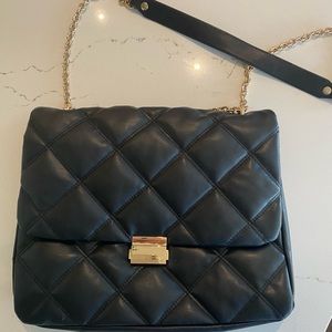 Vegan leather quilted designer-style purse